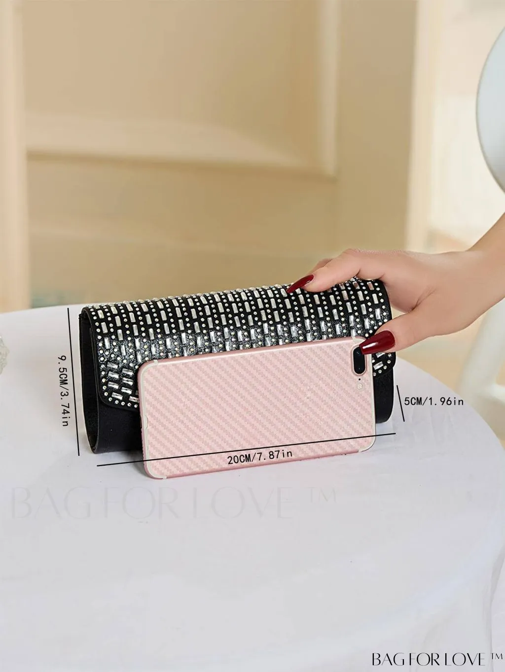 BagForLove - Compact Envelope Bag with Rhinestone Embellishments