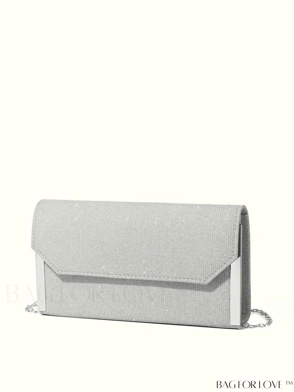 BagForLove - Compact Glitter Flap Bag with Metal Embellishments