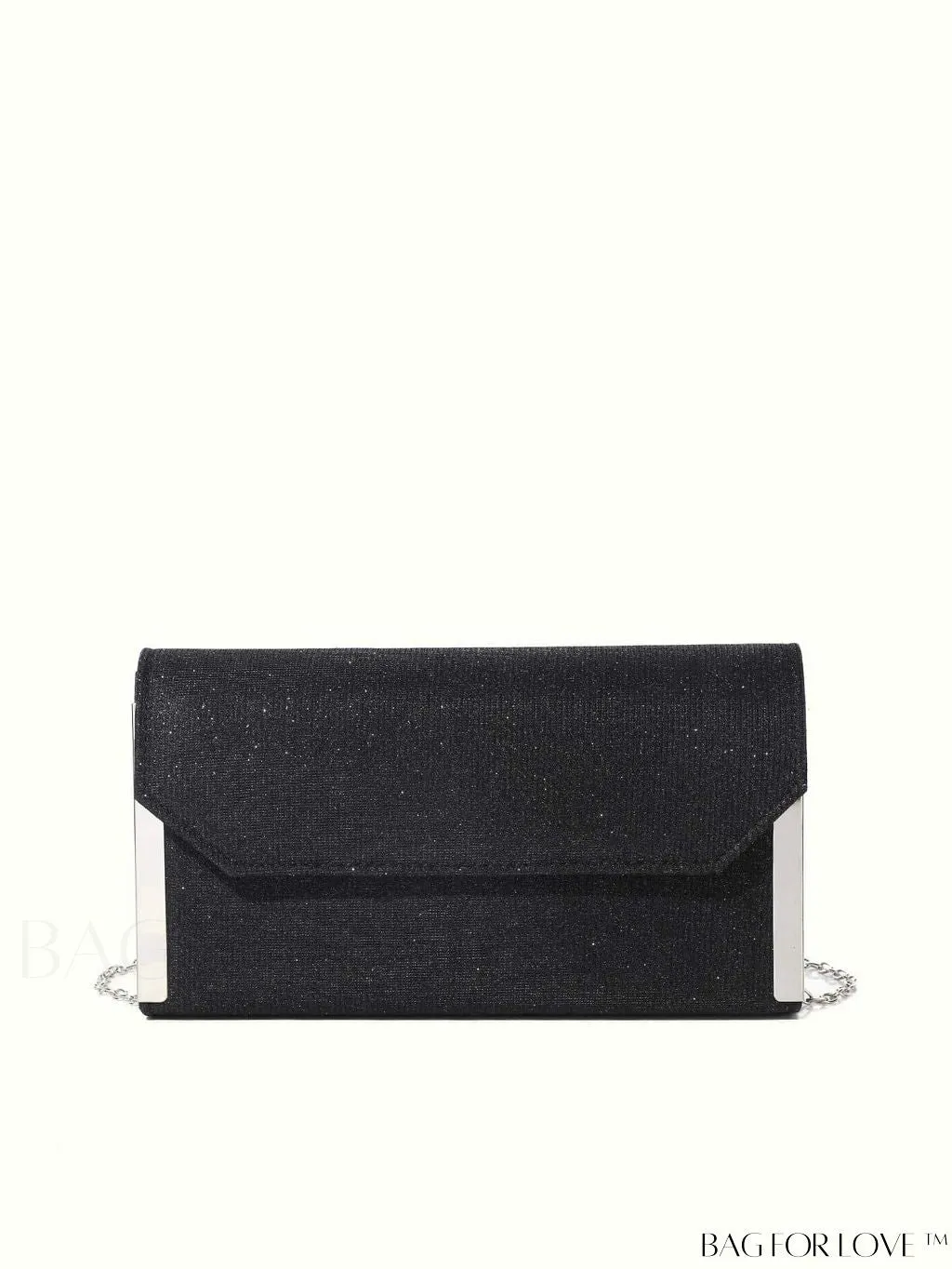 BagForLove - Compact Glitter Flap Bag with Metal Embellishments
