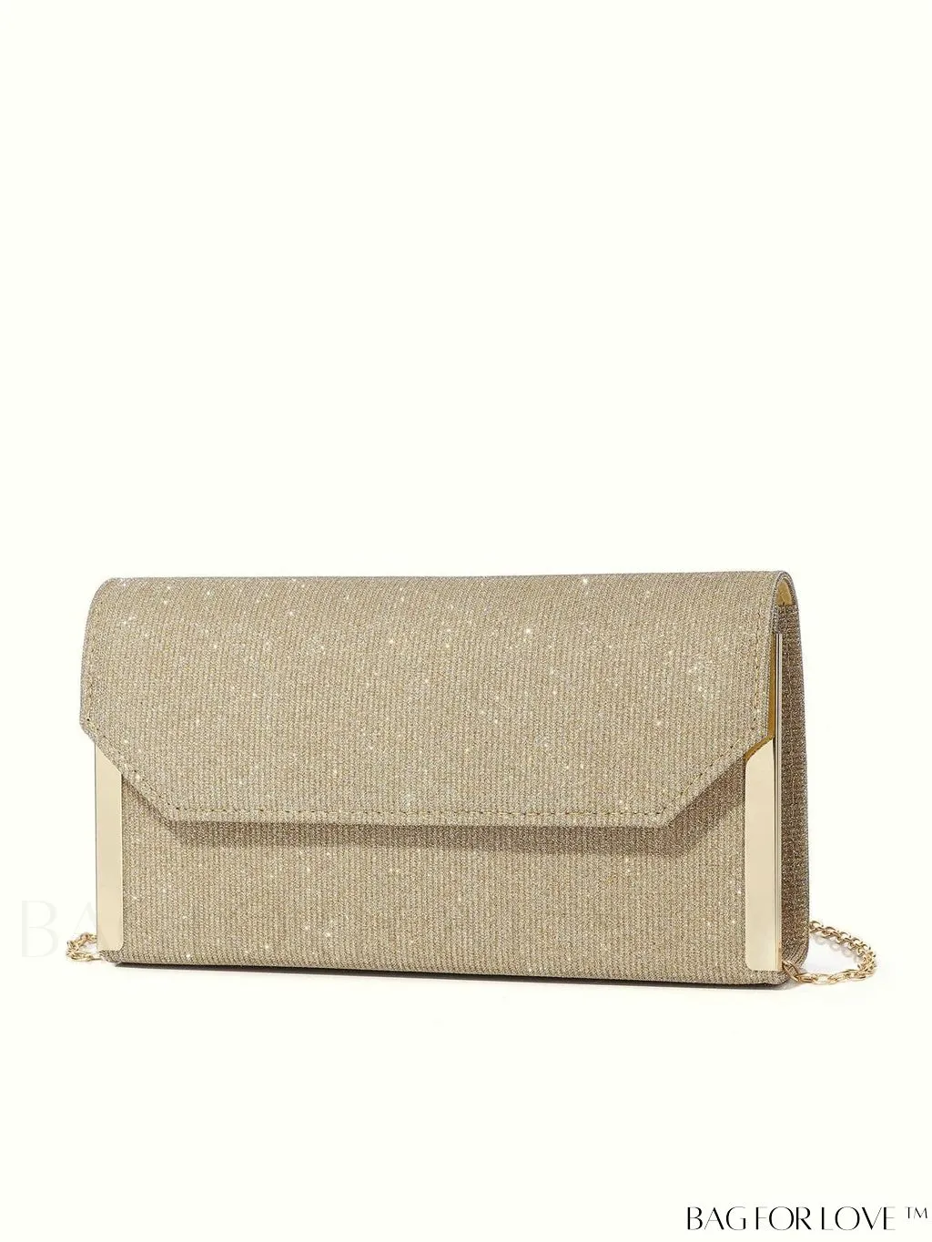 BagForLove - Compact Glitter Flap Bag with Metal Embellishments