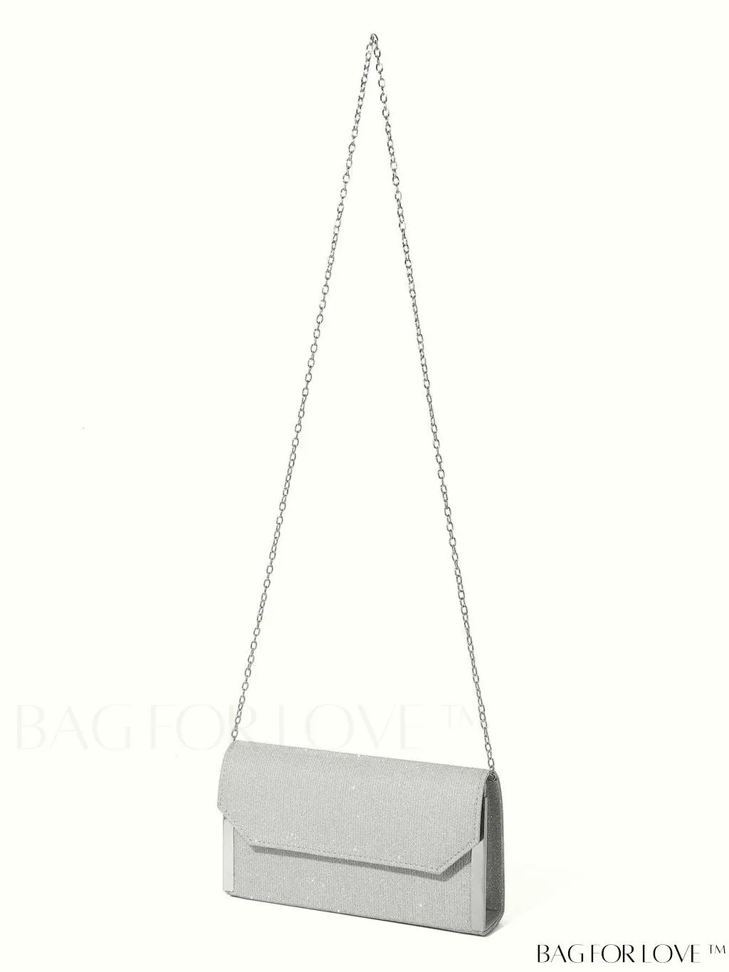 BagForLove - Compact Glitter Flap Bag with Metal Embellishments