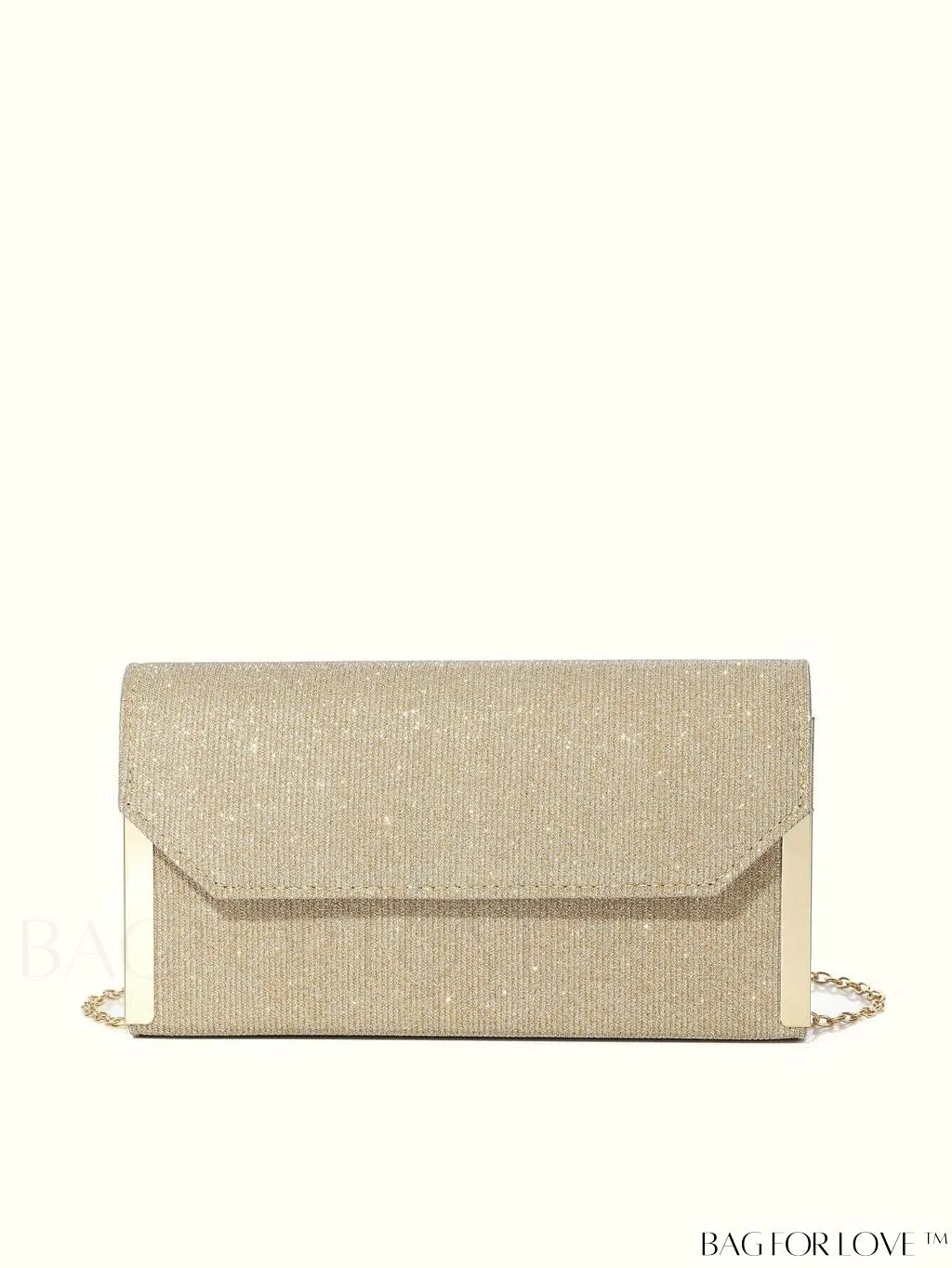 BagForLove - Compact Glitter Flap Bag with Metal Embellishments