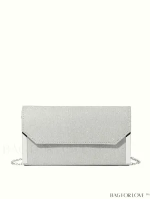 BagForLove - Compact Glitter Flap Bag with Metal Embellishments