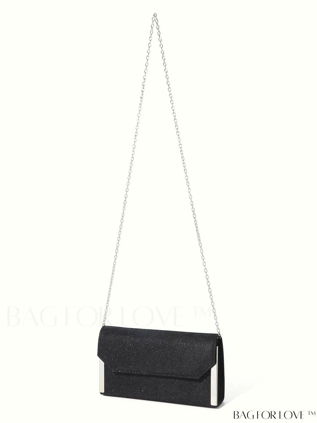 BagForLove - Compact Glitter Flap Bag with Metal Embellishments