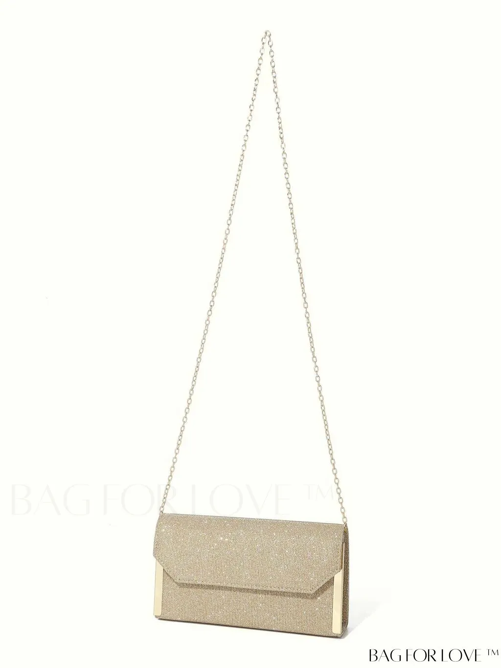 BagForLove - Compact Glitter Flap Bag with Metal Embellishments