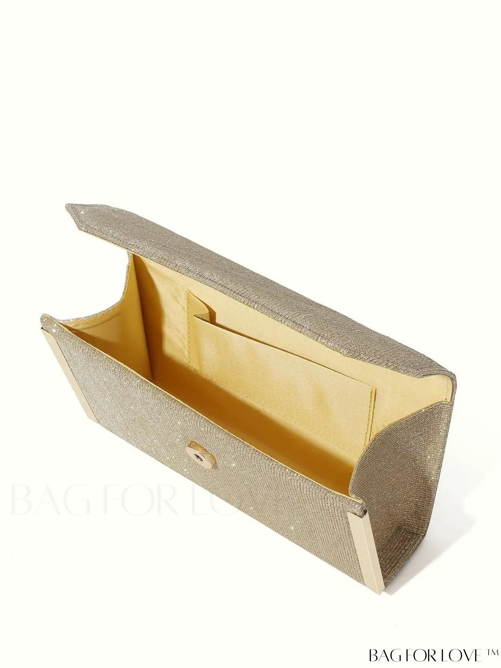 BagForLove - Compact Glitter Flap Bag with Metal Embellishments