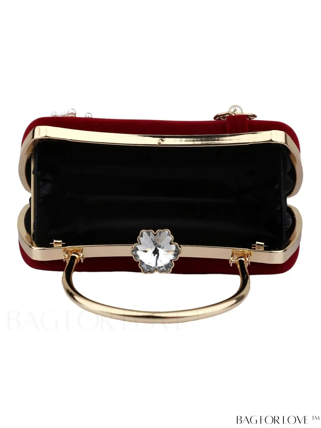BagForLove - Compact Pearl & Rhinestone Box Bag with Tassel Embellishment