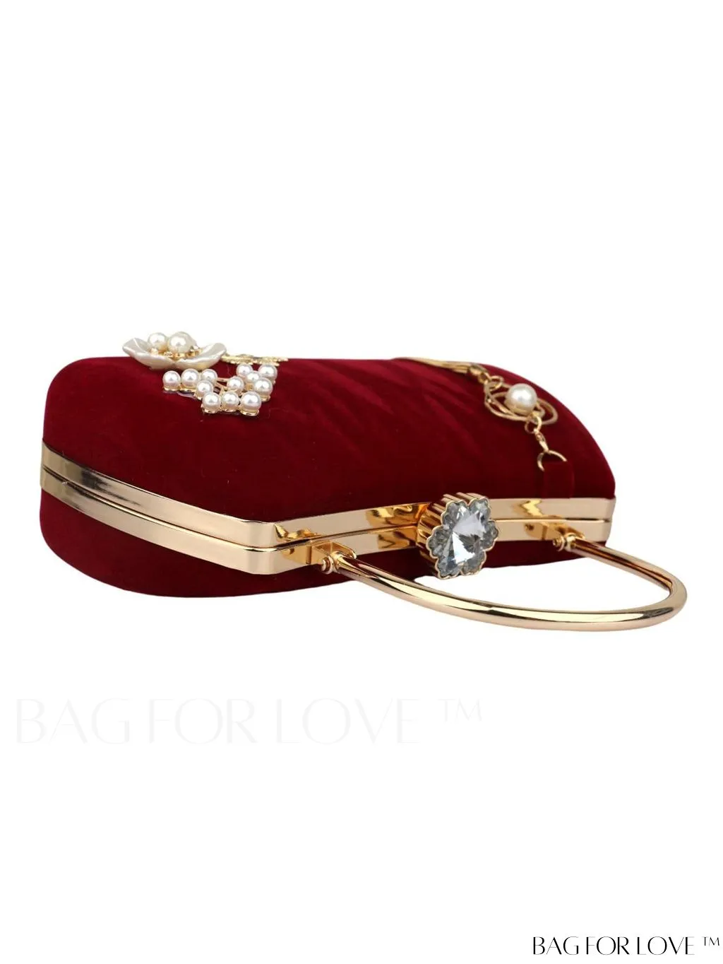 BagForLove - Compact Pearl & Rhinestone Box Bag with Tassel Embellishment