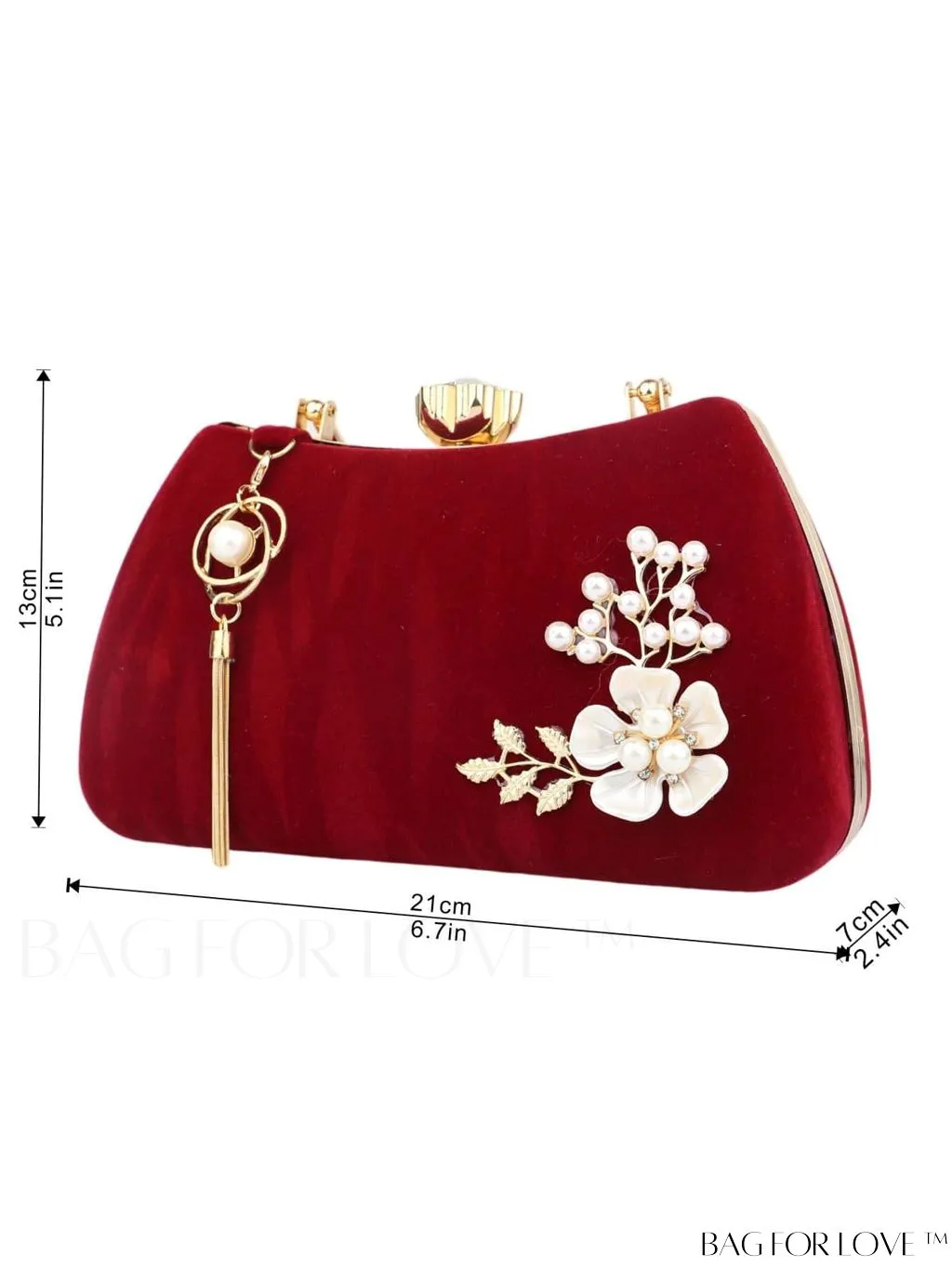 BagForLove - Compact Pearl & Rhinestone Box Bag with Tassel Embellishment