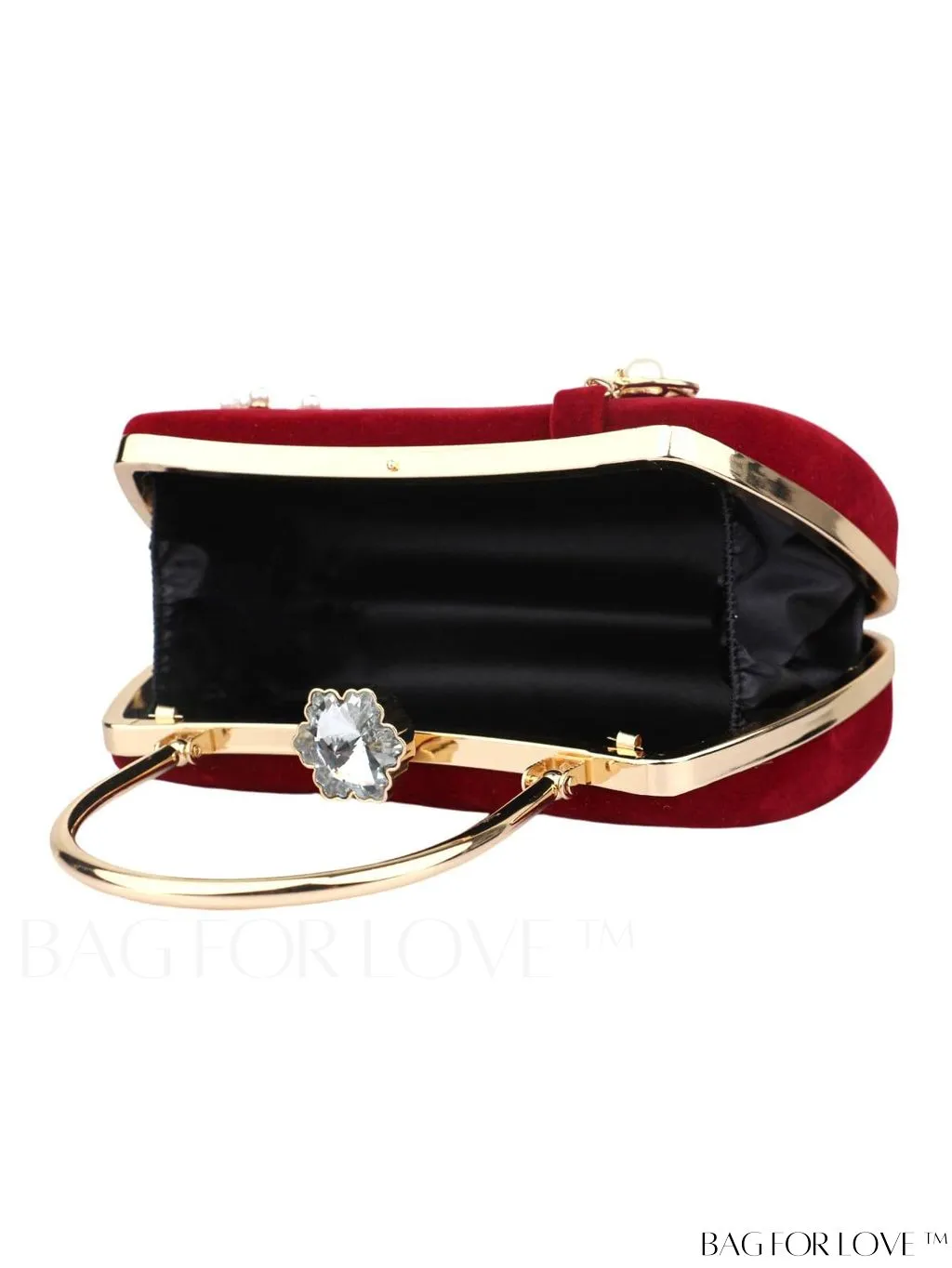 BagForLove - Compact Pearl & Rhinestone Box Bag with Tassel Embellishment