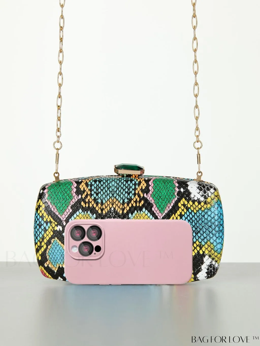 BagForLove - Compact Pu Leather Square Bag with Stylish Snake Pattern Design