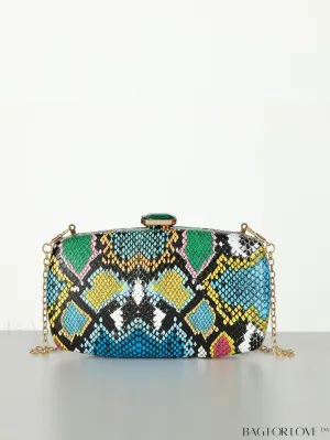 BagForLove - Compact Pu Leather Square Bag with Stylish Snake Pattern Design