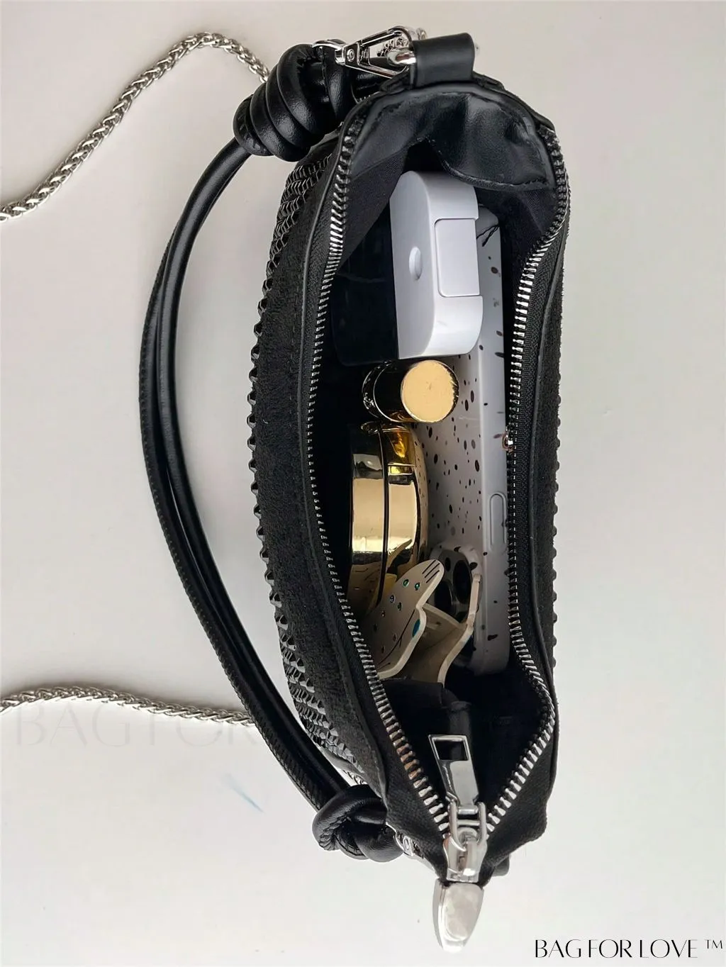 BagForLove - Compact Rhinestone Chain-Strap Hobo Bag