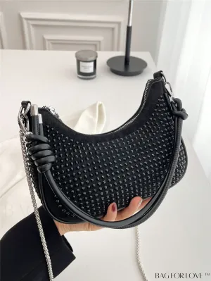 BagForLove - Compact Rhinestone Chain-Strap Hobo Bag