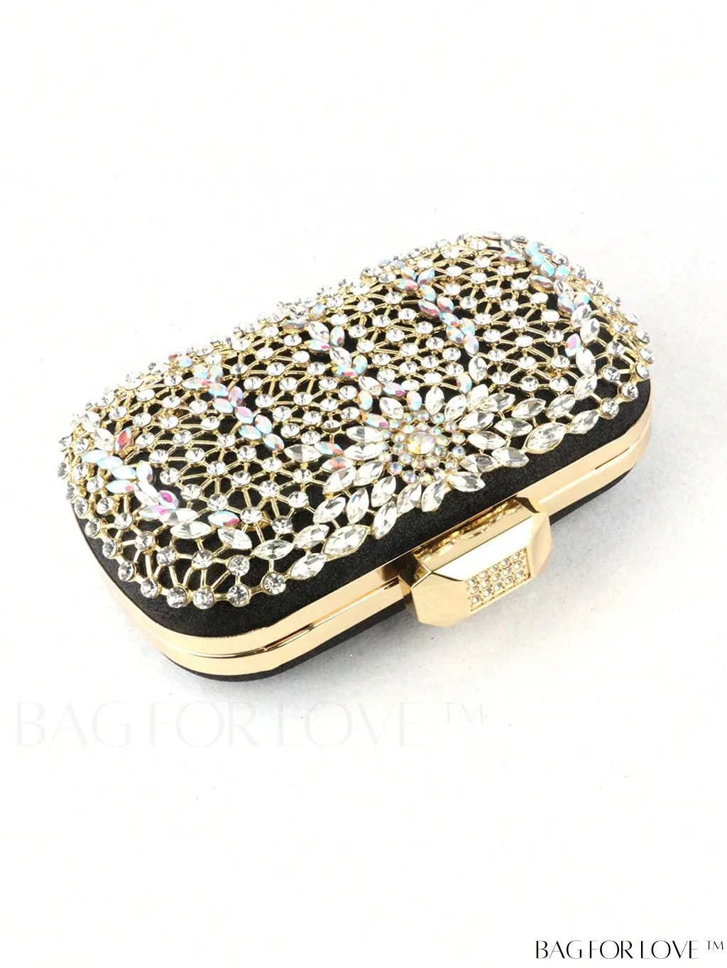 BagForLove - Compact Rhinestone-Embellished Glitter Box Bag with Glamorous Chain - Mini Design