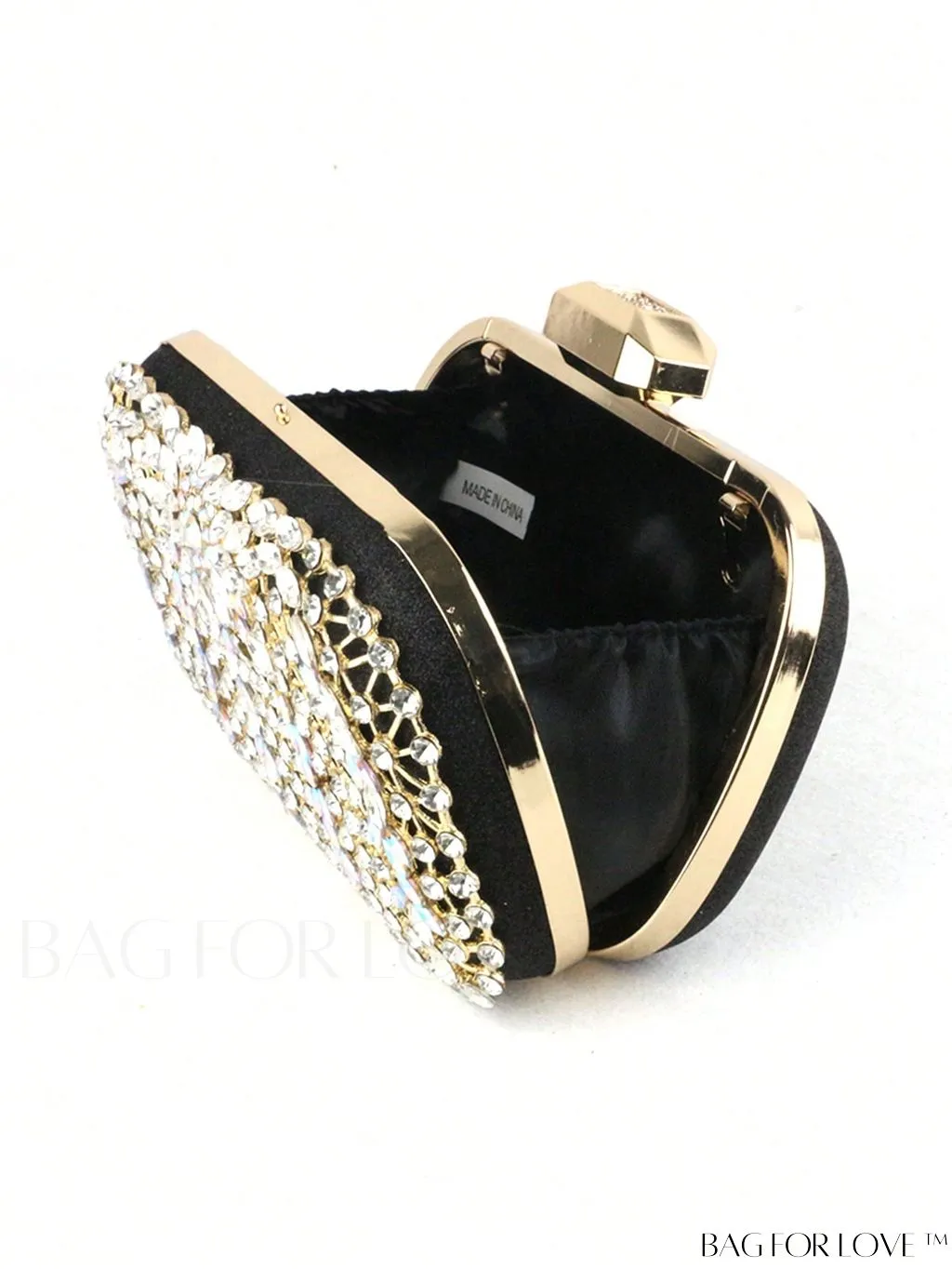 BagForLove - Compact Rhinestone-Embellished Glitter Box Bag with Glamorous Chain - Mini Design