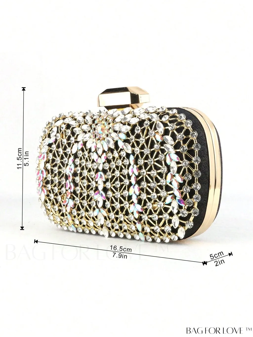 BagForLove - Compact Rhinestone-Embellished Glitter Box Bag with Glamorous Chain - Mini Design