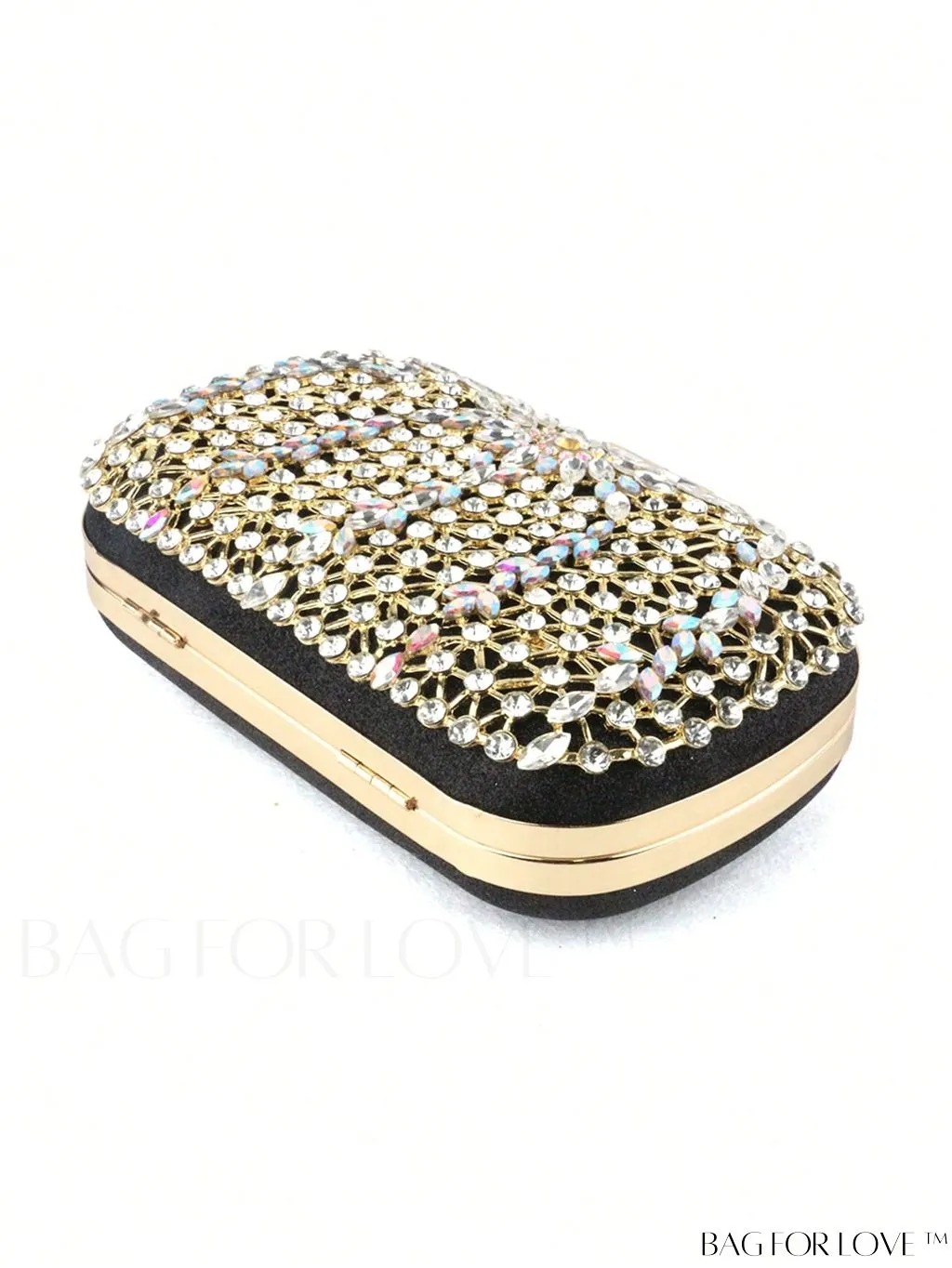 BagForLove - Compact Rhinestone-Embellished Glitter Box Bag with Glamorous Chain - Mini Design