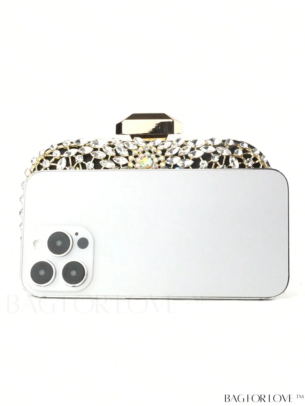 BagForLove - Compact Rhinestone-Embellished Glitter Box Bag with Glamorous Chain - Mini Design