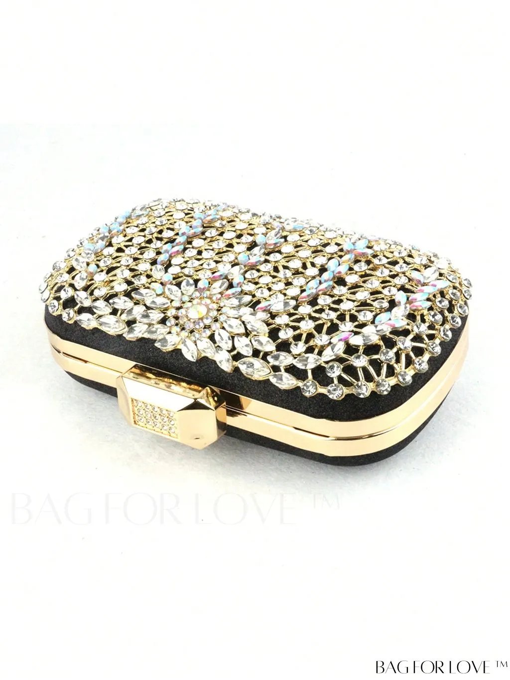 BagForLove - Compact Rhinestone-Embellished Glitter Box Bag with Glamorous Chain - Mini Design