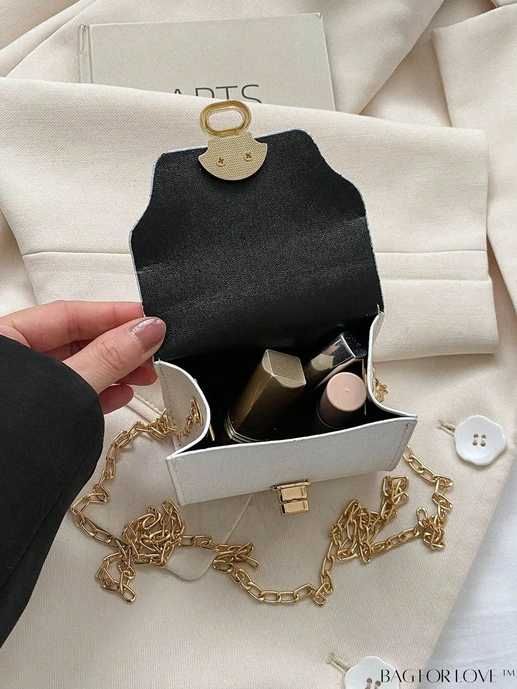 BagForLove - Compact Square Bag with Twist Lock and Chain Strap
