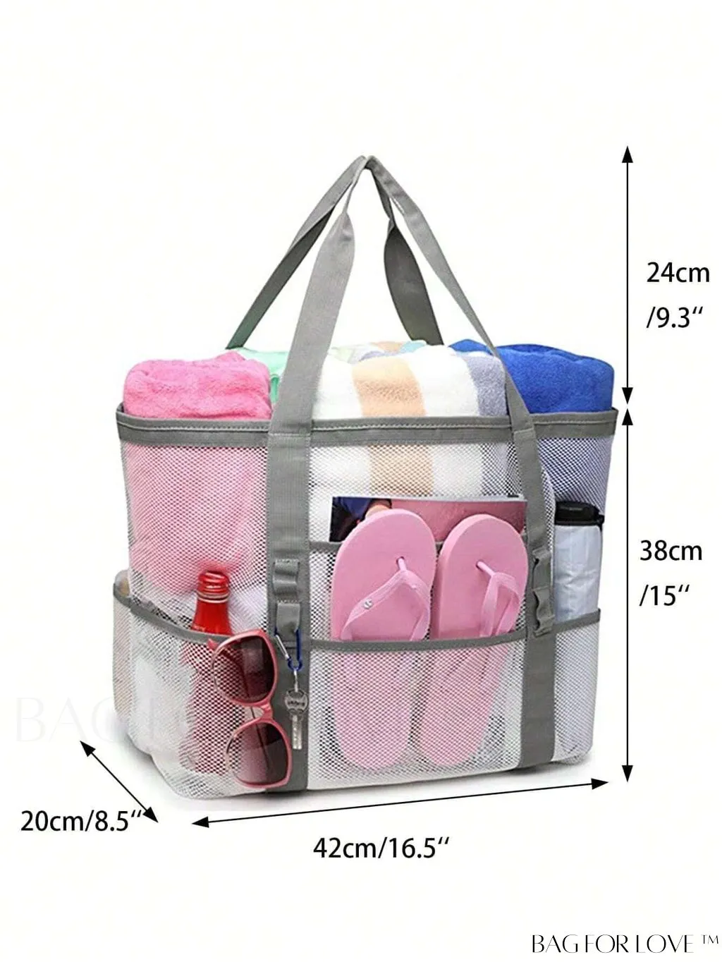 BagForLove - Large Capacity Mesh Beach Bag: Shoulder Tote for Outdoor & Pool