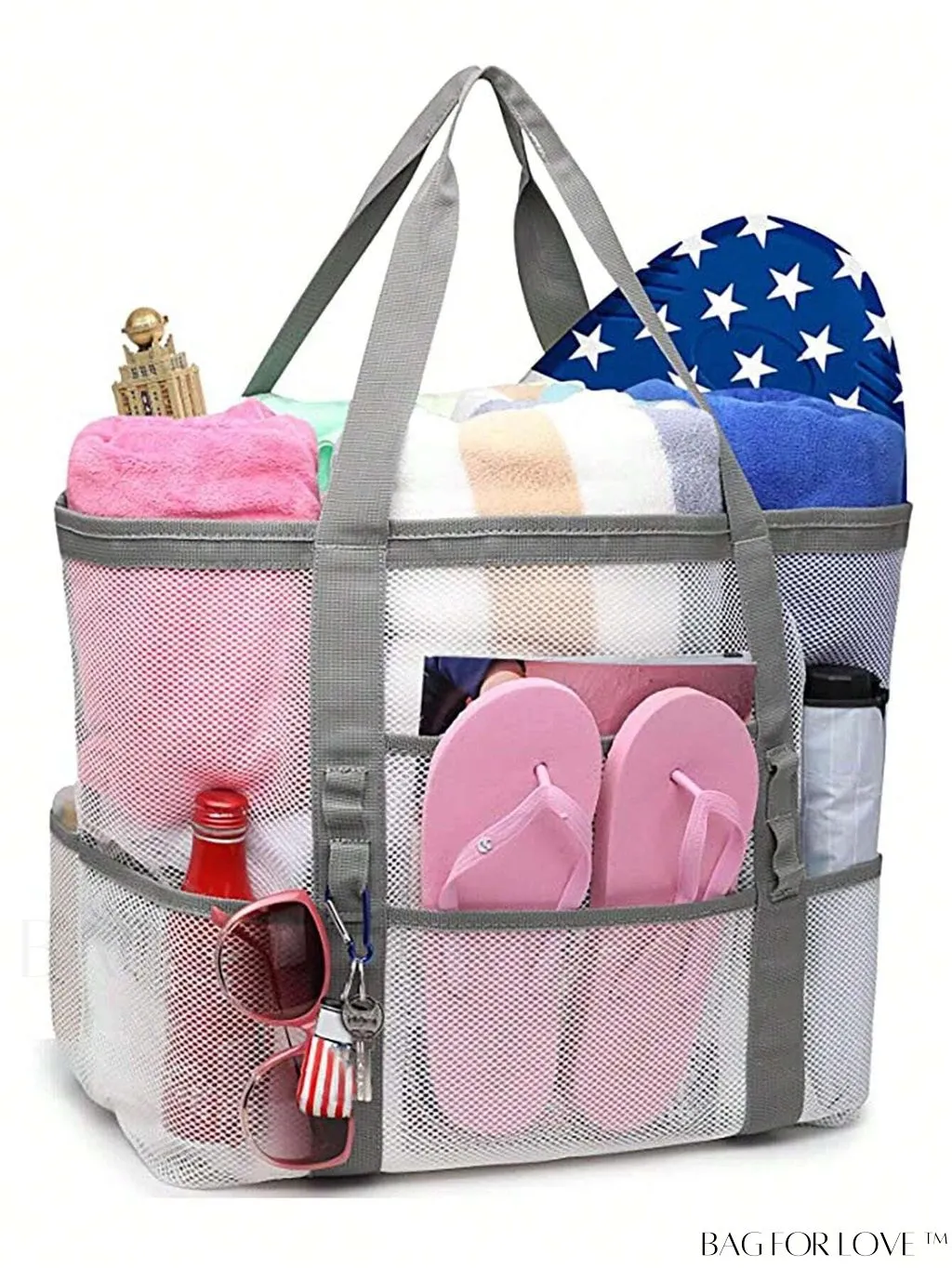 BagForLove - Large Capacity Mesh Beach Bag: Shoulder Tote for Outdoor & Pool