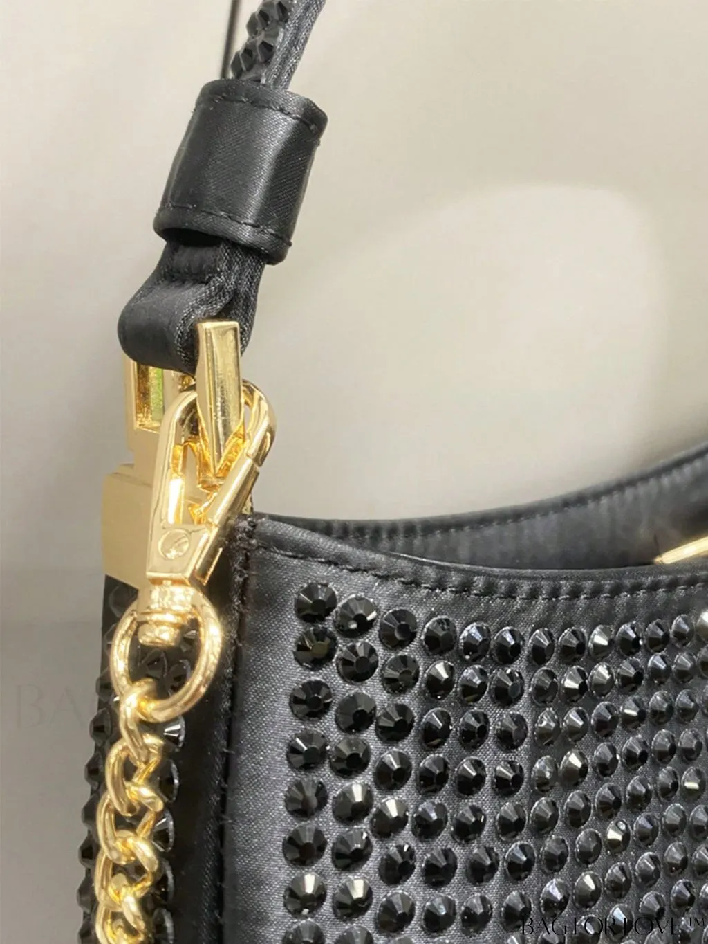 BagForLove - Luxury Rhinestone Evening Clutch - Designer Handbag with Shiny Shoulder Strap
