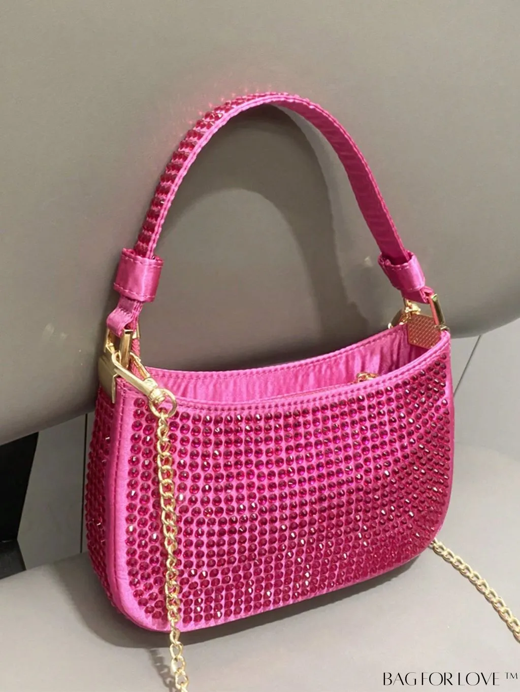 BagForLove - Luxury Rhinestone Evening Clutch - Designer Handbag with Shiny Shoulder Strap