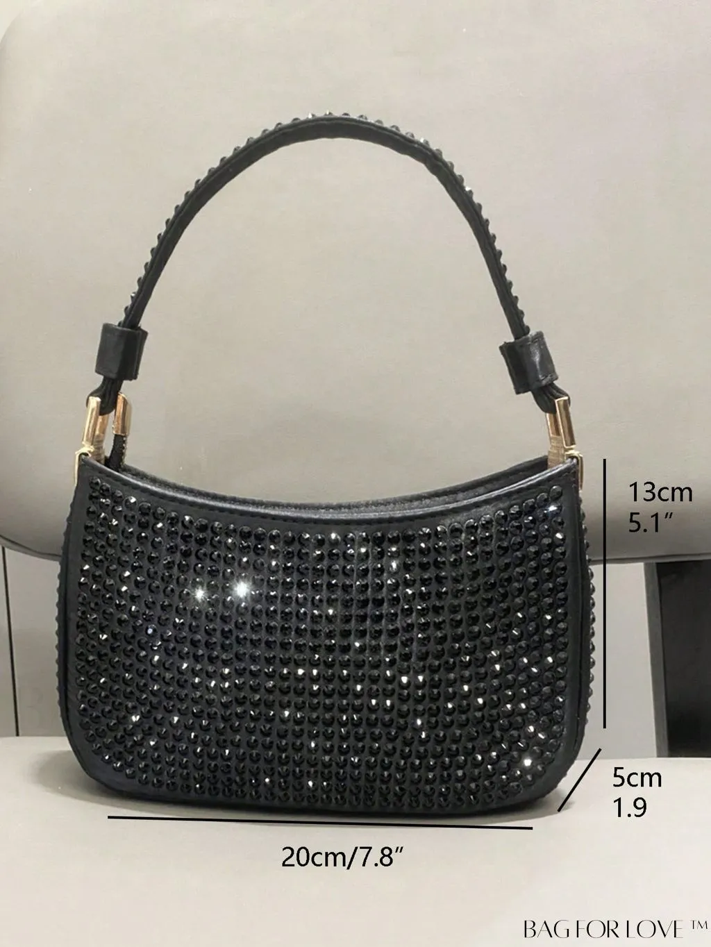BagForLove - Luxury Rhinestone Evening Clutch - Designer Handbag with Shiny Shoulder Strap