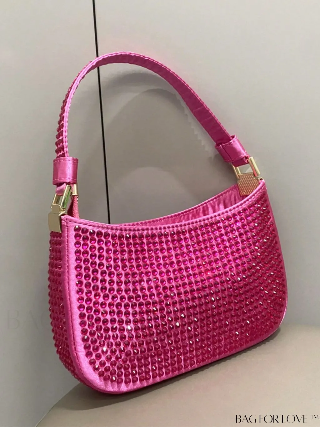 BagForLove - Luxury Rhinestone Evening Clutch - Designer Handbag with Shiny Shoulder Strap