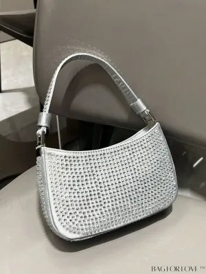 BagForLove - Luxury Rhinestone Evening Clutch - Designer Handbag with Shiny Shoulder Strap