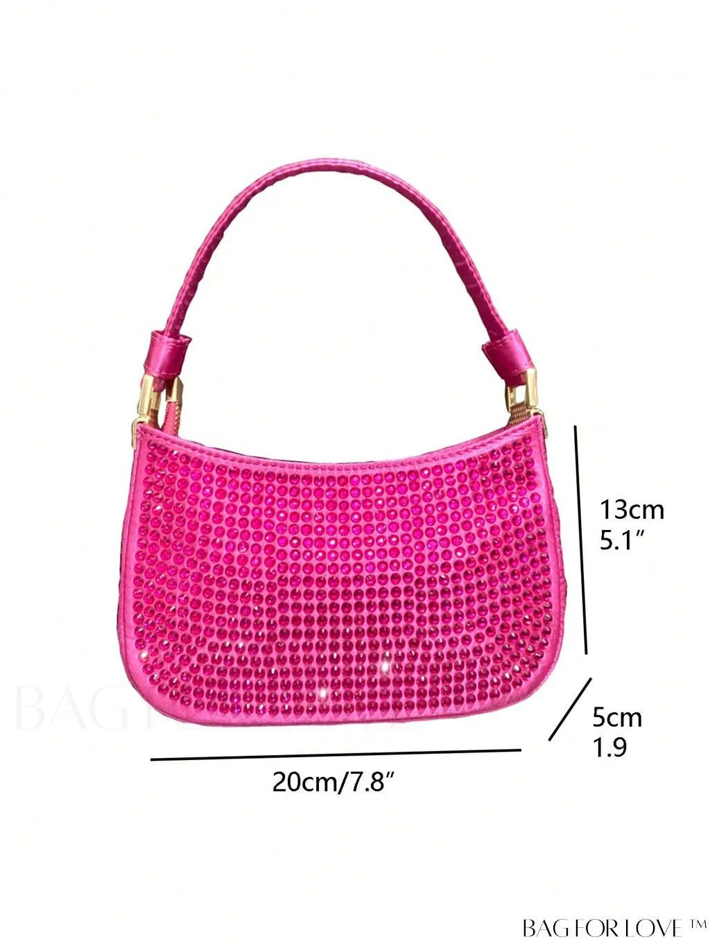 BagForLove - Luxury Rhinestone Evening Clutch - Designer Handbag with Shiny Shoulder Strap