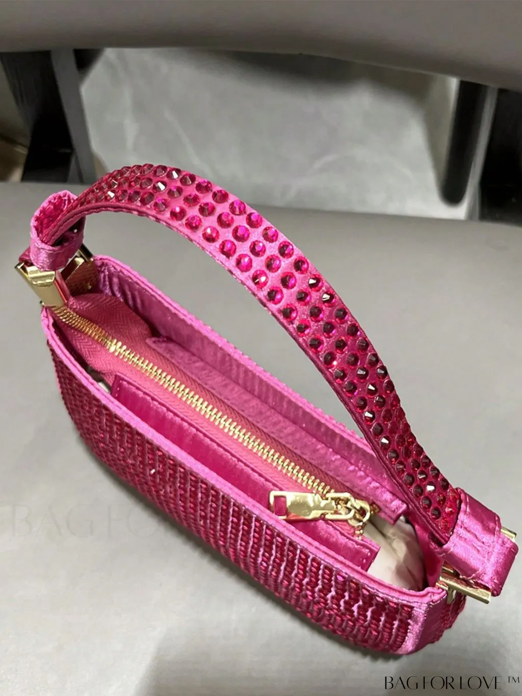 BagForLove - Luxury Rhinestone Evening Clutch - Designer Handbag with Shiny Shoulder Strap
