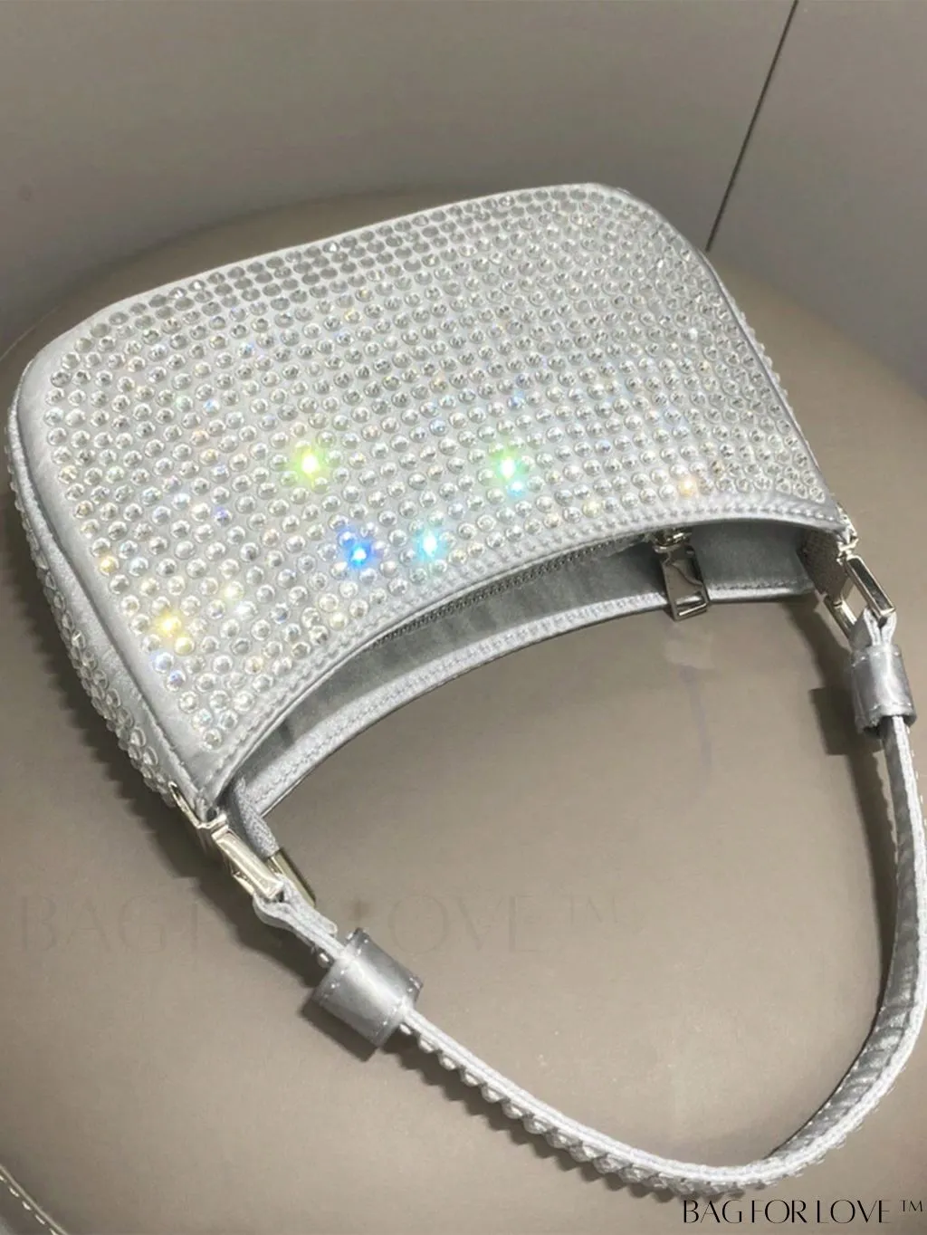 BagForLove - Luxury Rhinestone Evening Clutch - Designer Handbag with Shiny Shoulder Strap