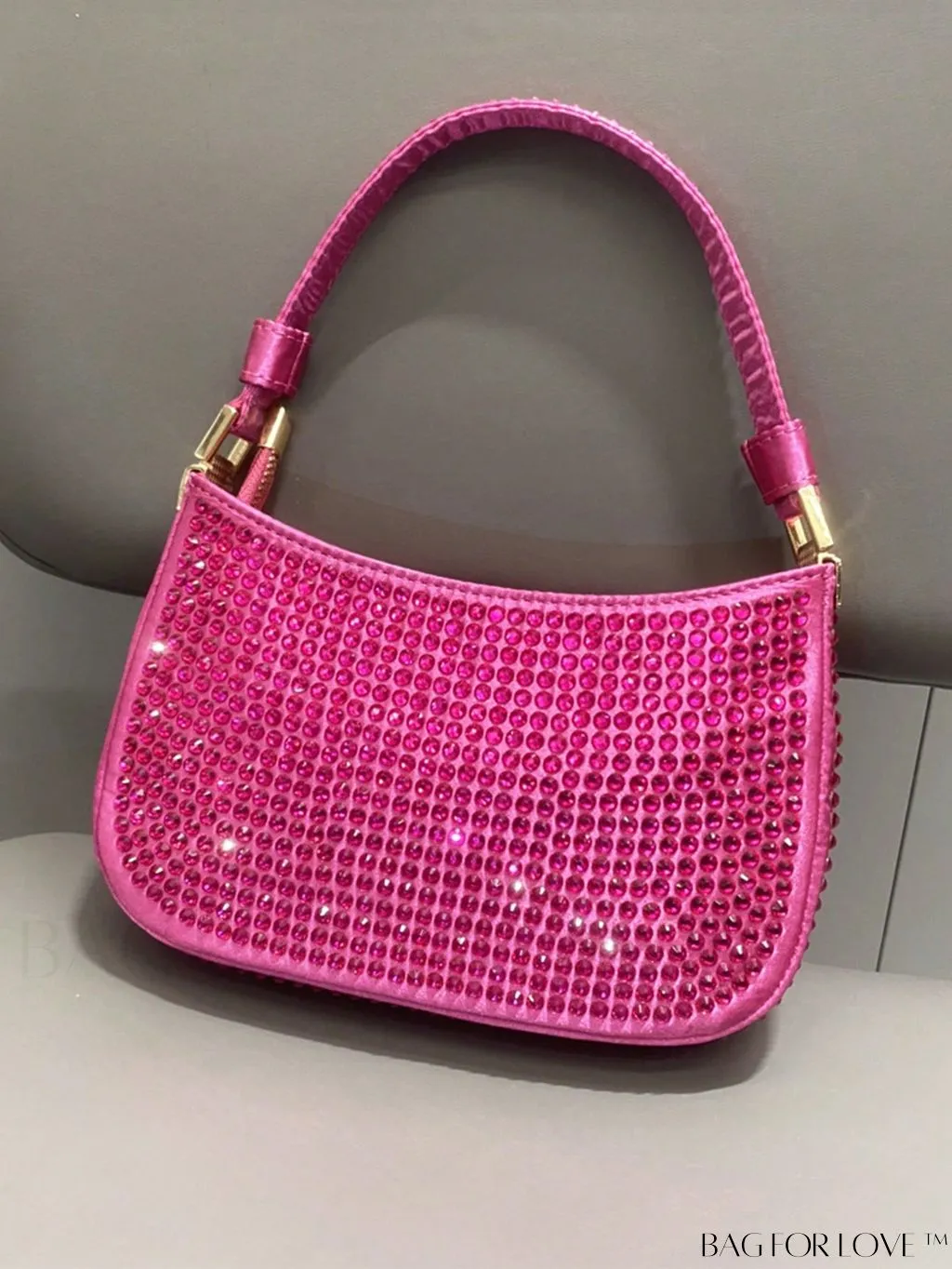 BagForLove - Luxury Rhinestone Evening Clutch - Designer Handbag with Shiny Shoulder Strap