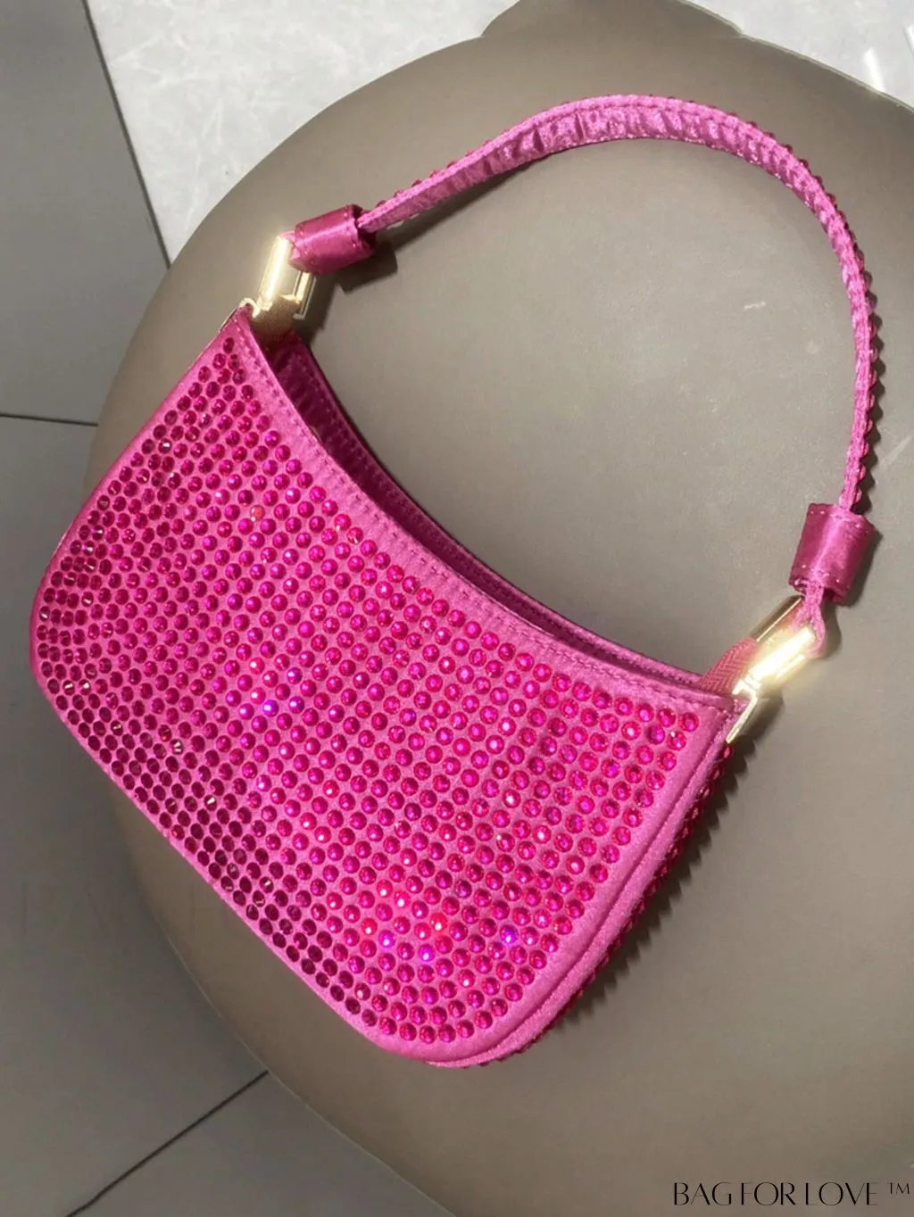 BagForLove - Luxury Rhinestone Evening Clutch - Designer Handbag with Shiny Shoulder Strap