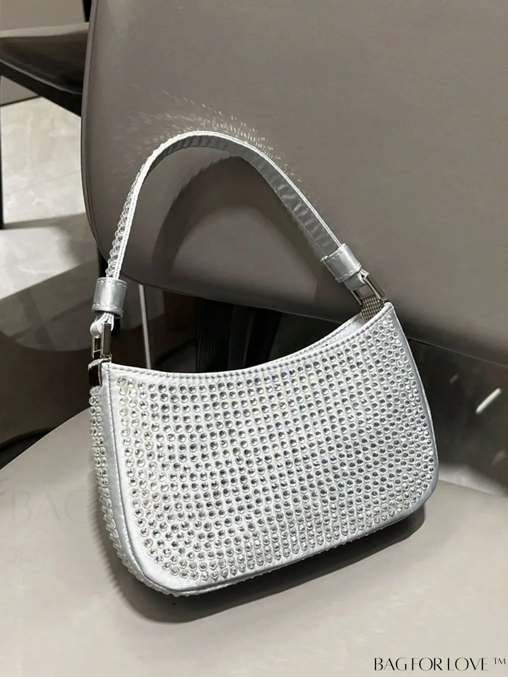 BagForLove - Luxury Rhinestone Evening Clutch - Designer Handbag with Shiny Shoulder Strap