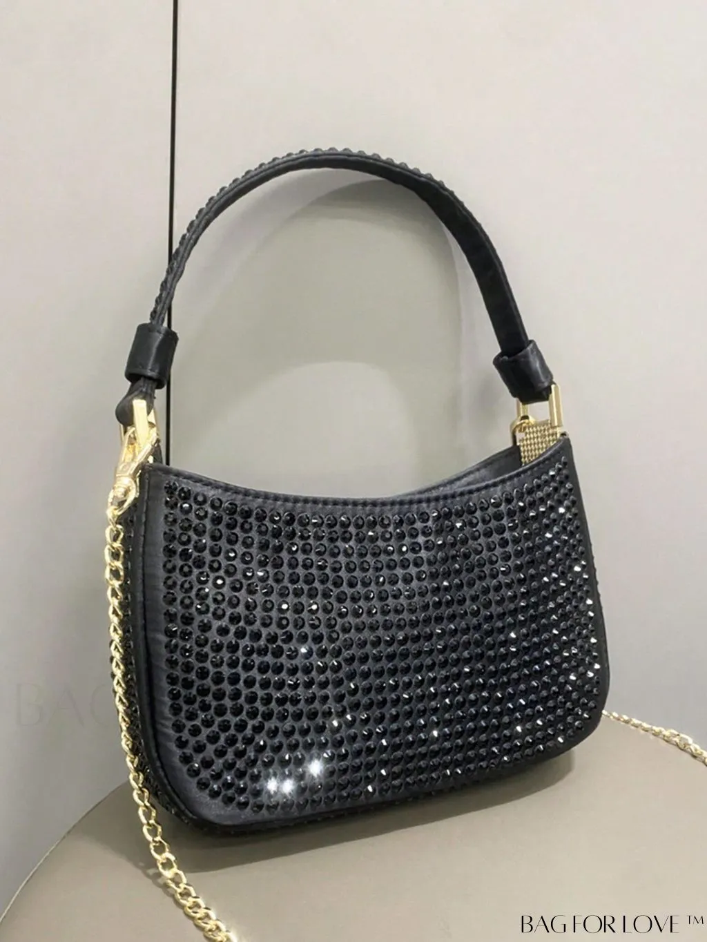 BagForLove - Luxury Rhinestone Evening Clutch - Designer Handbag with Shiny Shoulder Strap