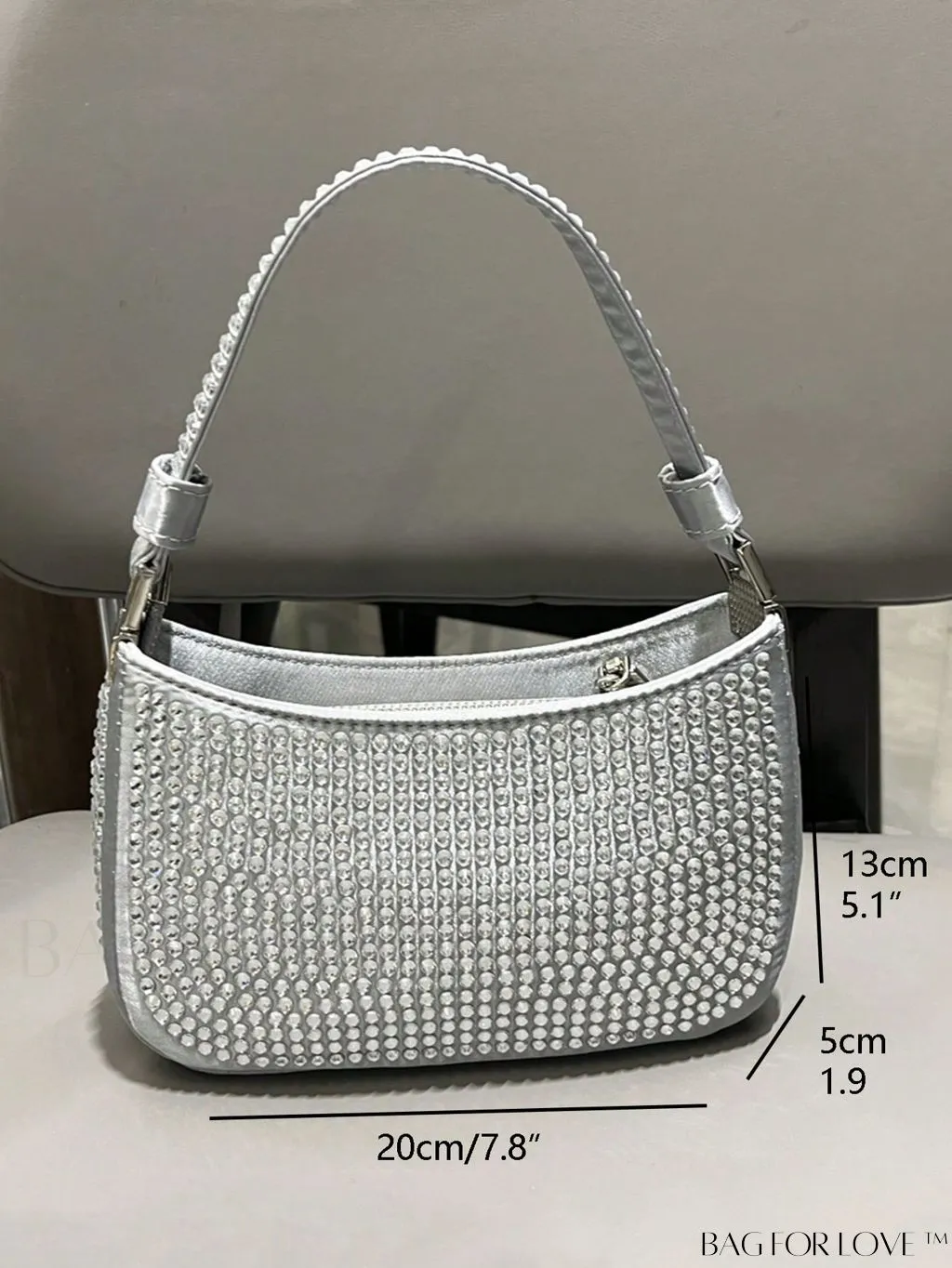 BagForLove - Luxury Rhinestone Evening Clutch - Designer Handbag with Shiny Shoulder Strap