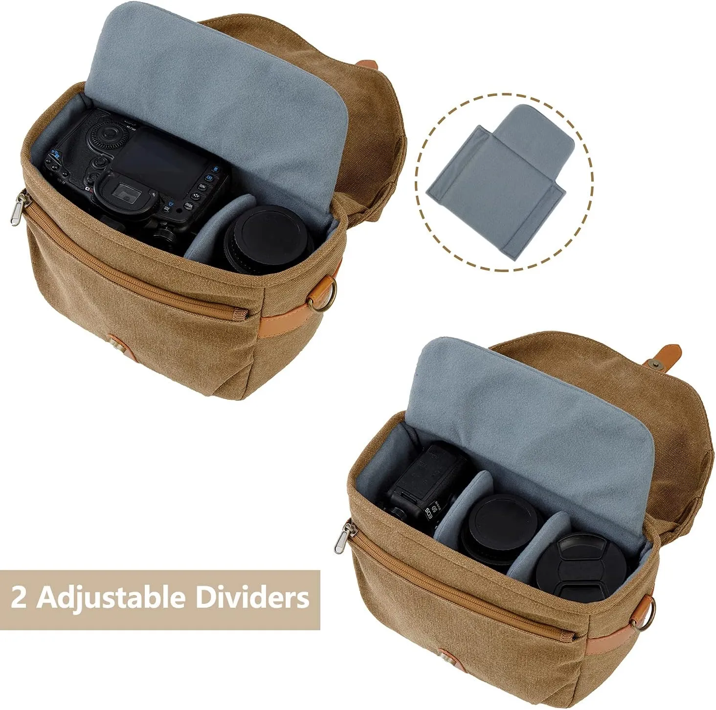 BAGSMART Camera Bag, SLR DSLR Canvas Crossbody Camera Case, Compact Camera Shoulder Bag with Rain Cover for Women and Men