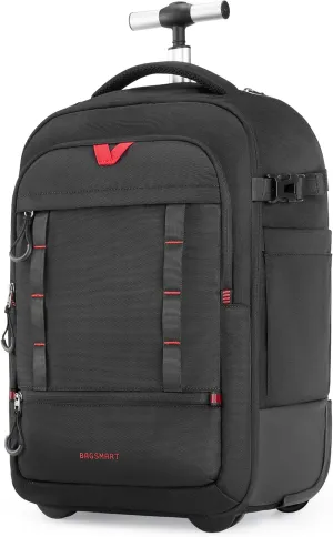 BAGSMART Rolling Camera Bag for DSLRs, Professional Large Camera Backpacks for Travelling Photographers, Photographic Rolling Case & Travel Suitcase, Black