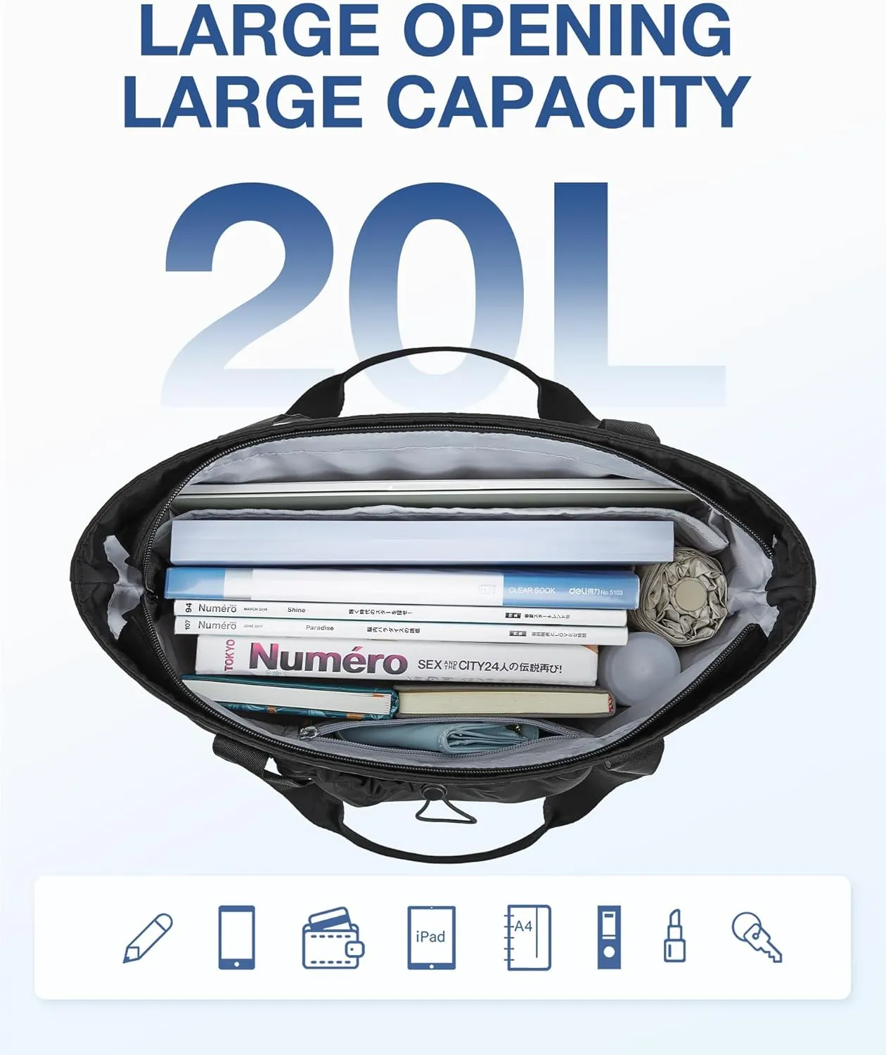 BAGSMART Tote Bag for Women, Tote Shoulder Bag with Laptop Compartment and Zipper Handbag for Travel, Work
