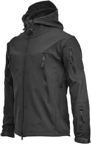 BaronHong Men's Outdoor Hiking Soft Shell Jackets Combat Hooded Coat Camping Hunting Jacket