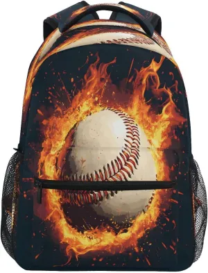 Baseball Magma Flame Backpack for Girls School Bags Bookbags for Teen Kids Travel Bag