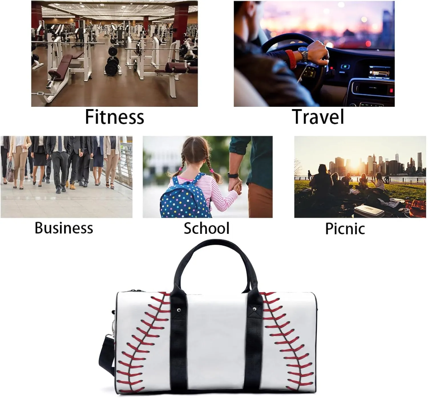 Baseball Pattern Travel Duffel Bag for Woman Weekender Bag Man Tote Gym Bag Sport Gym Bag Hospital Bag for Labor and Delivery Overnight Bag Luggage Bag