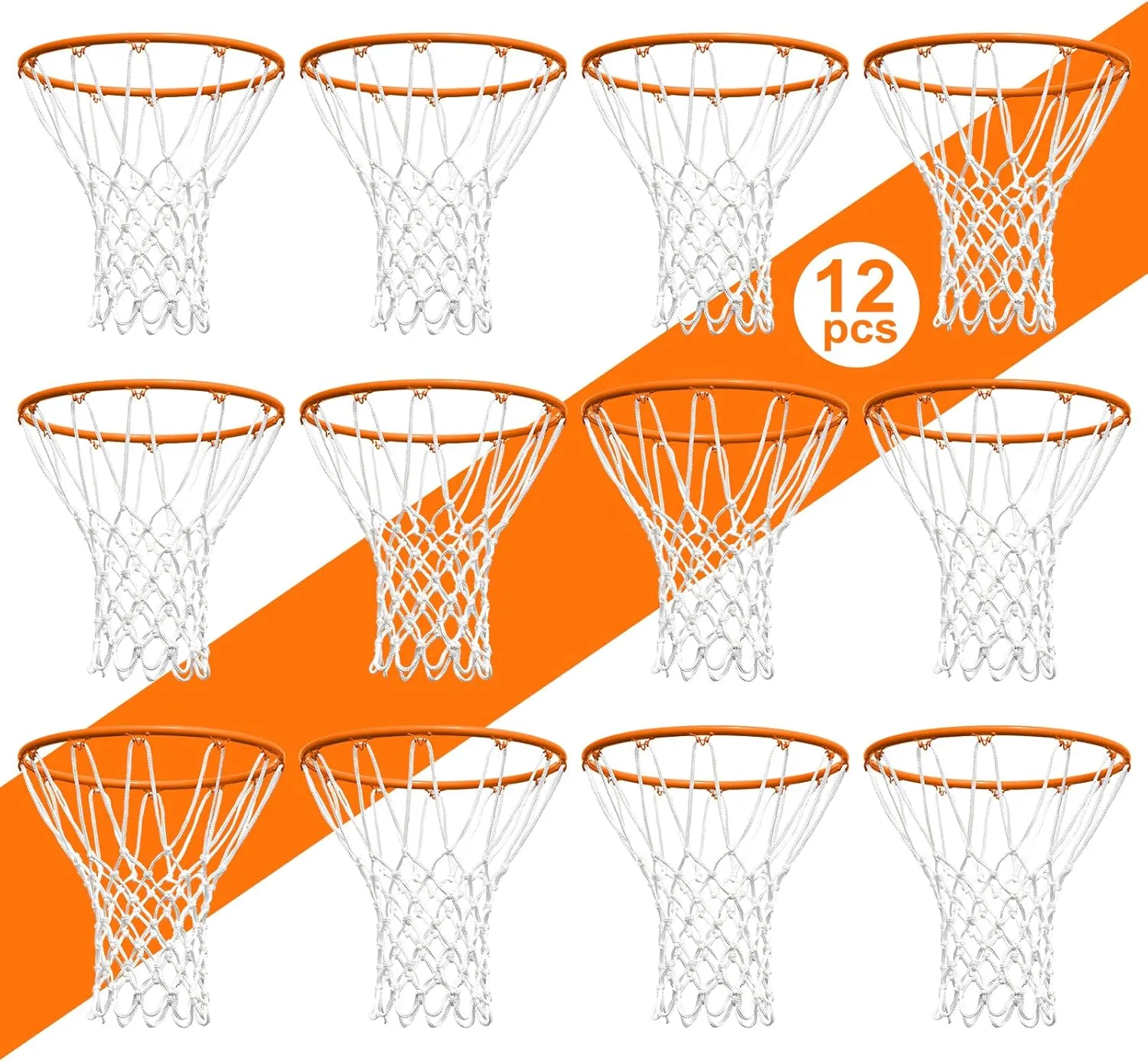 Basketball Net Replacement Outdoor, Upgraded Thickening Heavy Duty, All Weather Anti Whip, Fits Standard Indoor or Outdoor 12 Loops Rim