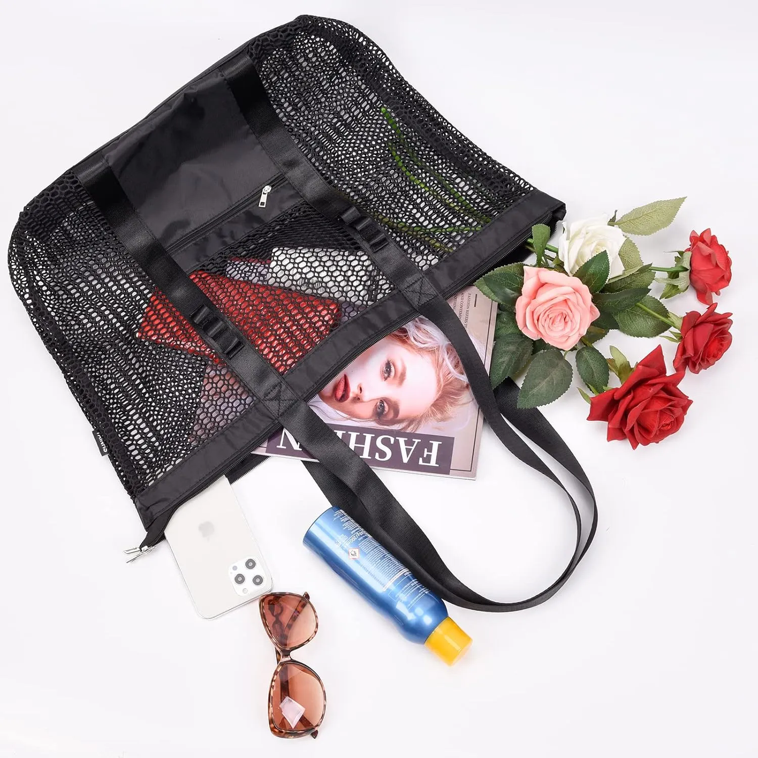 Beach Bag - Mesh Tote Bag Mothers Day Gifts for Mom Women Bag for Travel Pool Family Beach Vacation Cruise Essentials 2025