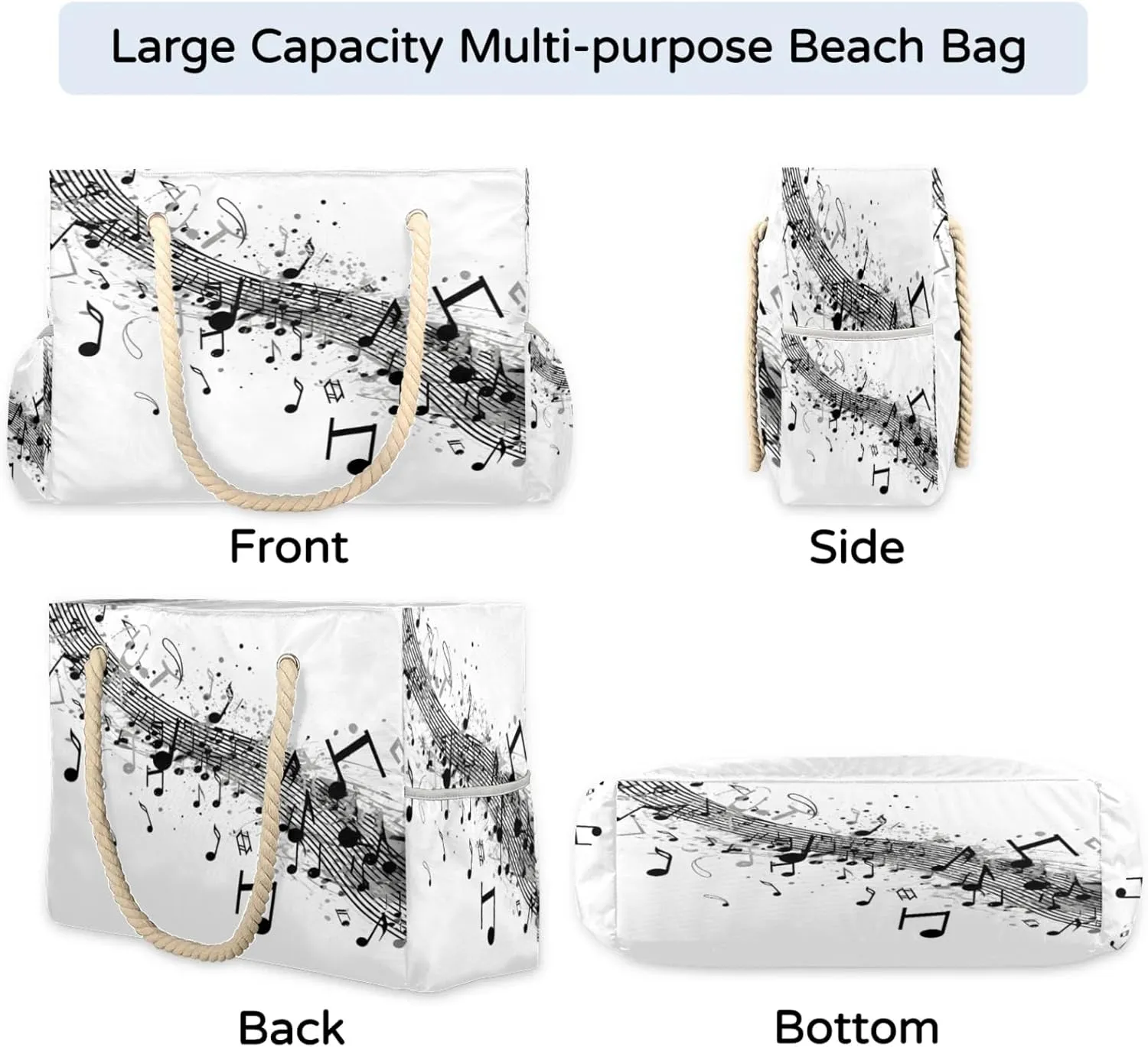 Beach Bags for Women and Men Extra Large Waterproof Sandproof Zipper Travel Tote Bag