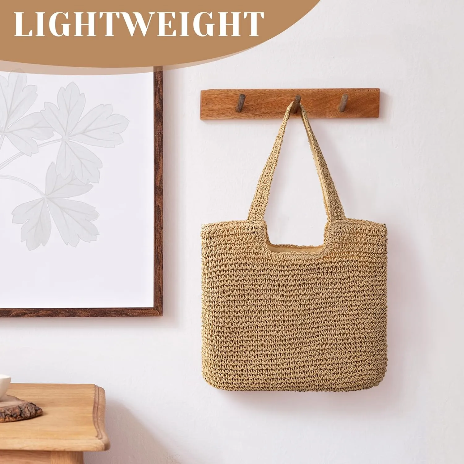 Beach Bags for Women, Large Beach Bag, Woven Straw Tote Bags Waterproof, Weaving Swim Shopping Travel Bag